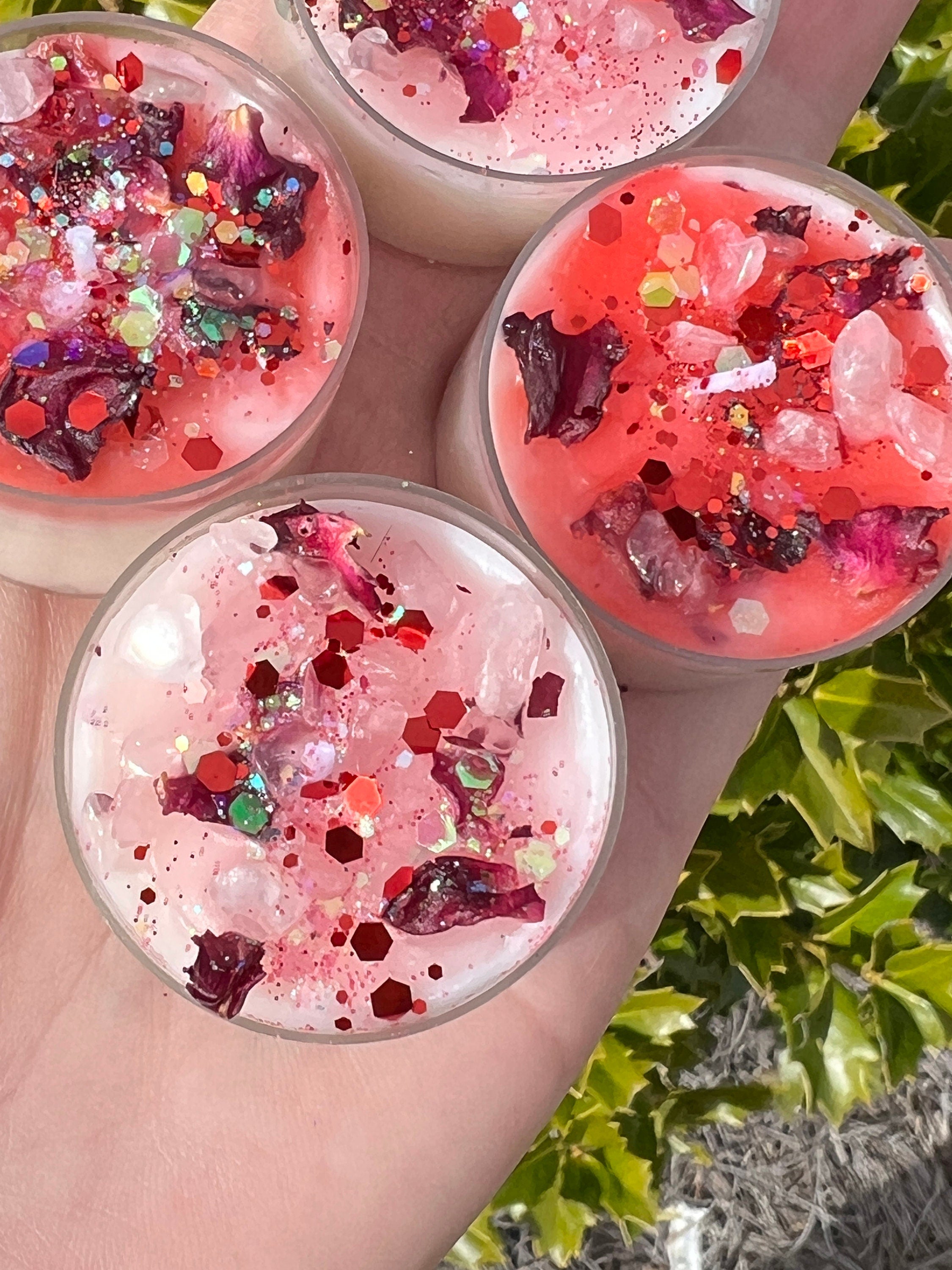 Aphrodite Love Spell Tea Lights: Rose Quartz Vegan Candles