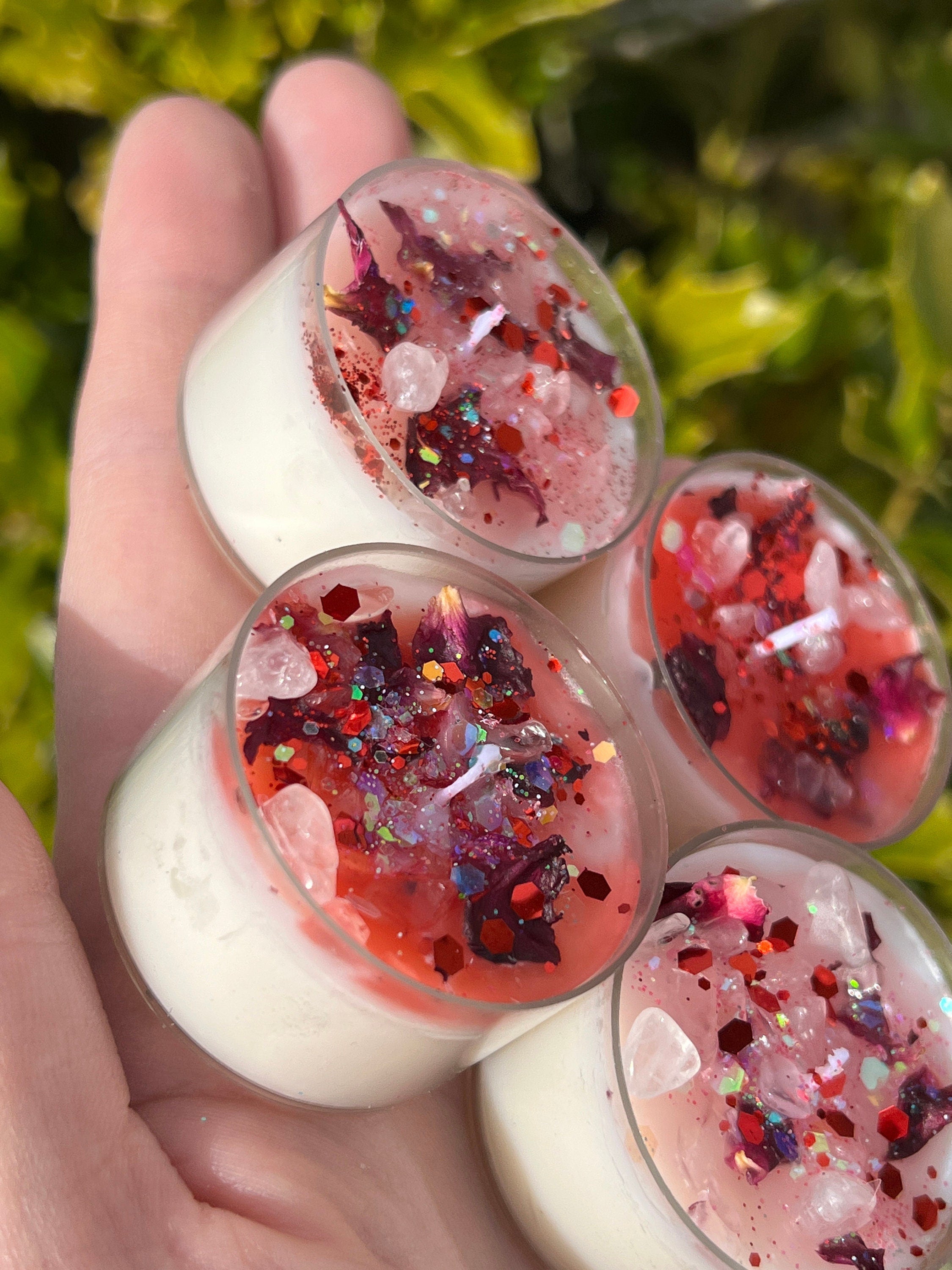 Aphrodite Love Spell Tea Lights: Rose Quartz Vegan Candles