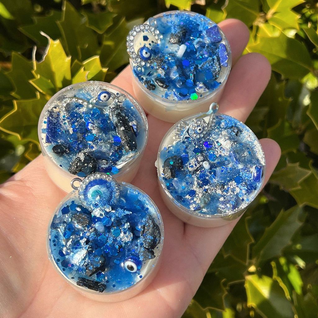 Evil Eye Protection Candles Loaded Tea Light Crystal Lapis Lazuli Black Tourmaline