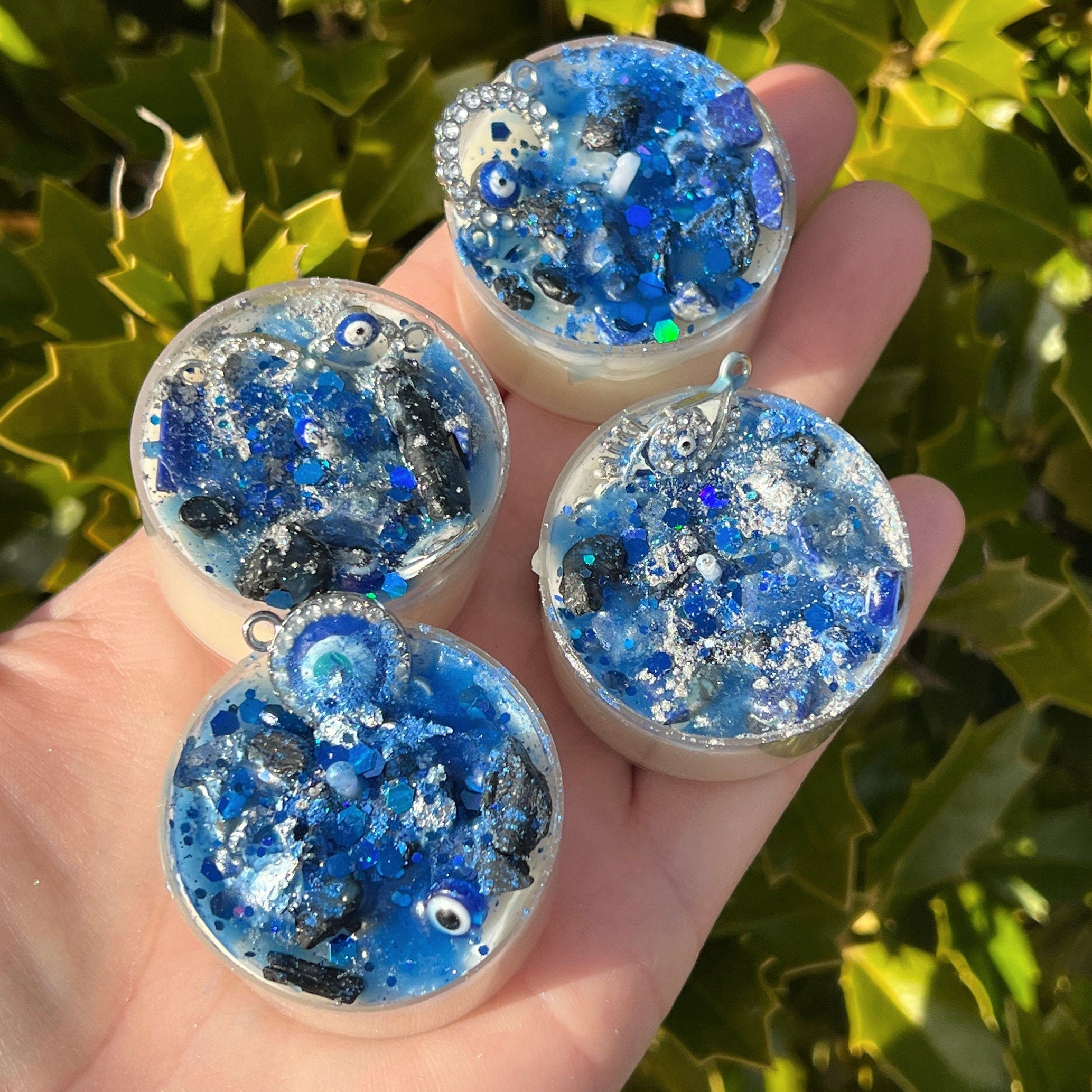 Evil Eye Protection Candles Loaded Tea Light Crystal Lapis Lazuli Black Tourmaline