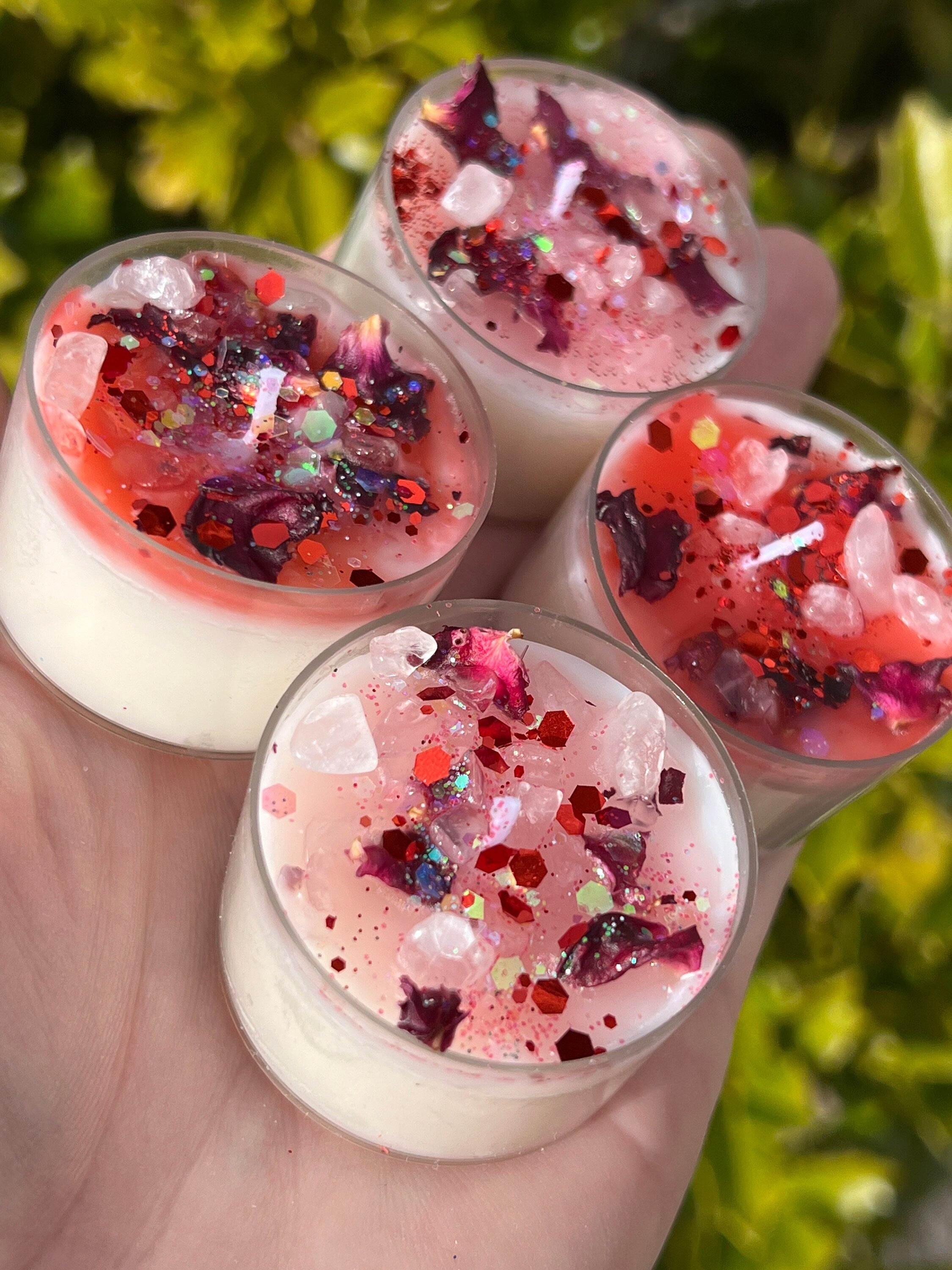 Aphrodite Love Spell Tea Lights: Rose Quartz Vegan Candles