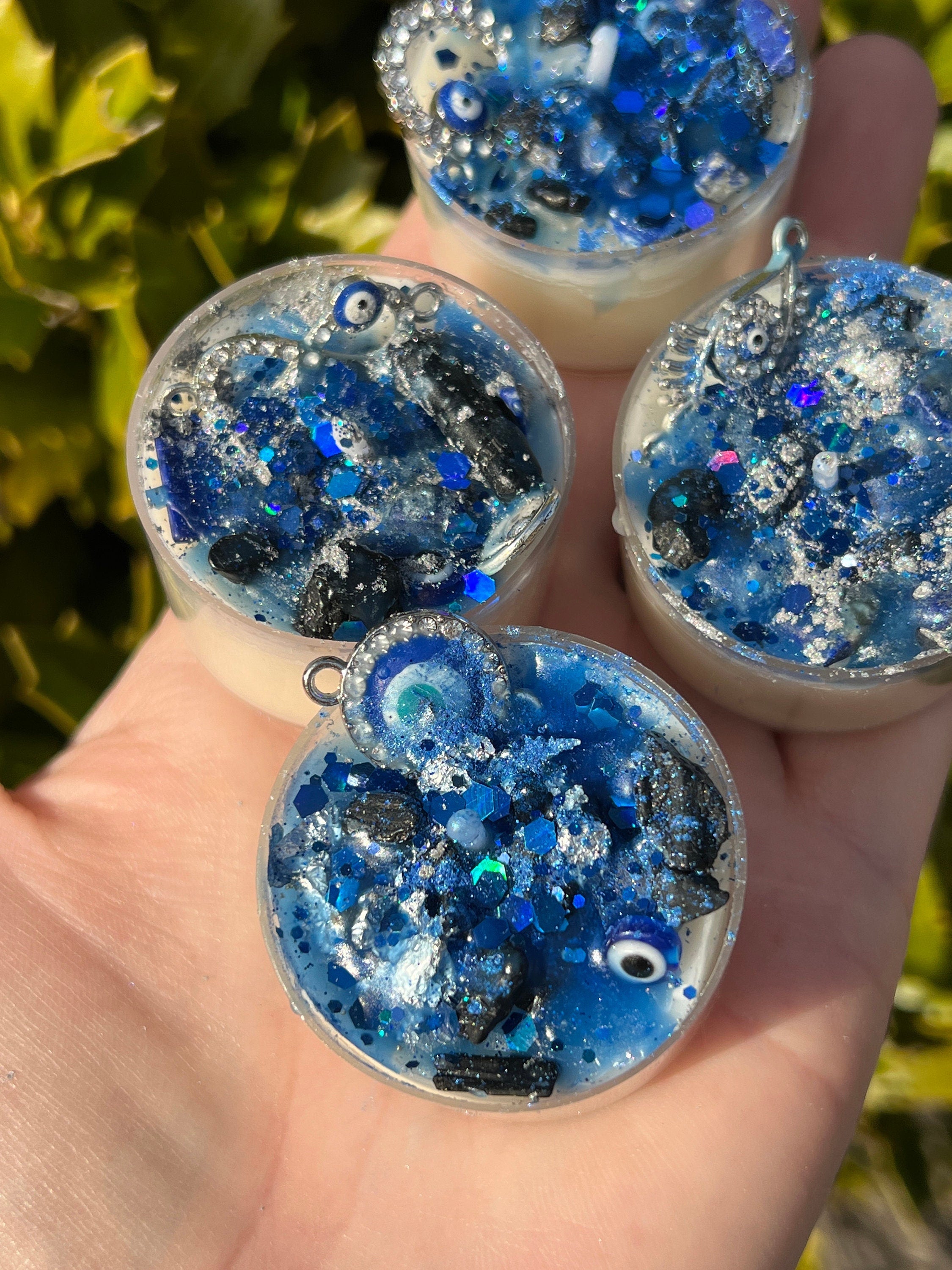 Evil Eye Protection Candles Loaded Tea Light Crystal Lapis Lazuli Black Tourmaline