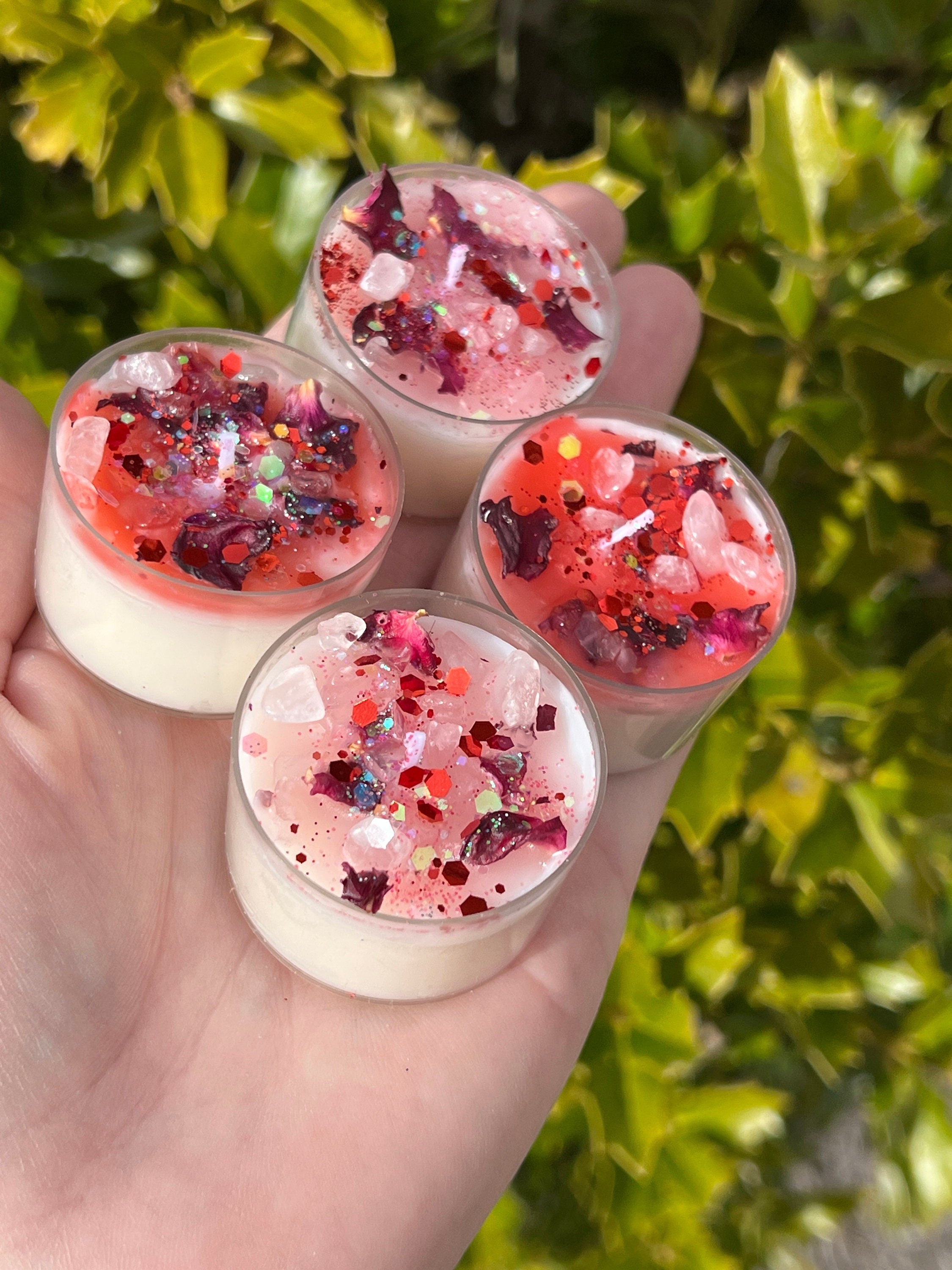 Aphrodite Love Spell Tea Lights: Rose Quartz Vegan Candles