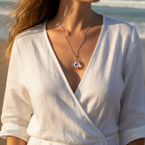 Ballerina Evil Eye Pendant Necklace