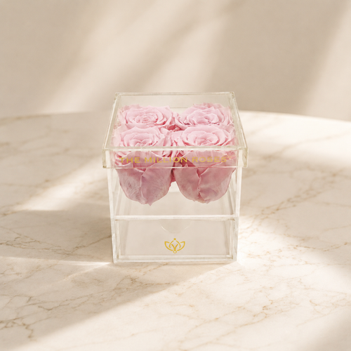 Acrylic 4 Drawer Box | Light Pink Roses