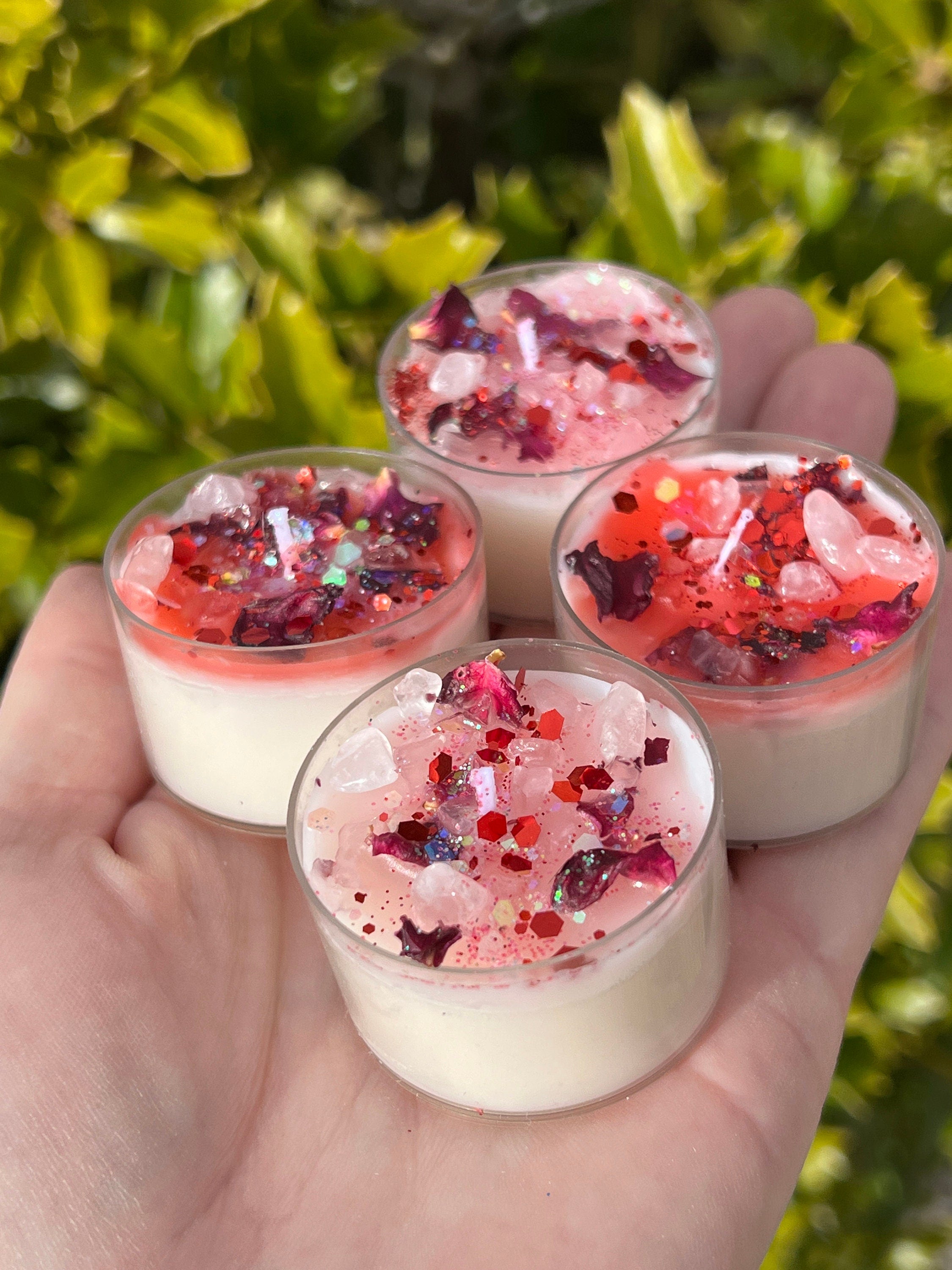 Aphrodite Love Spell Tea Lights: Rose Quartz Vegan Candles