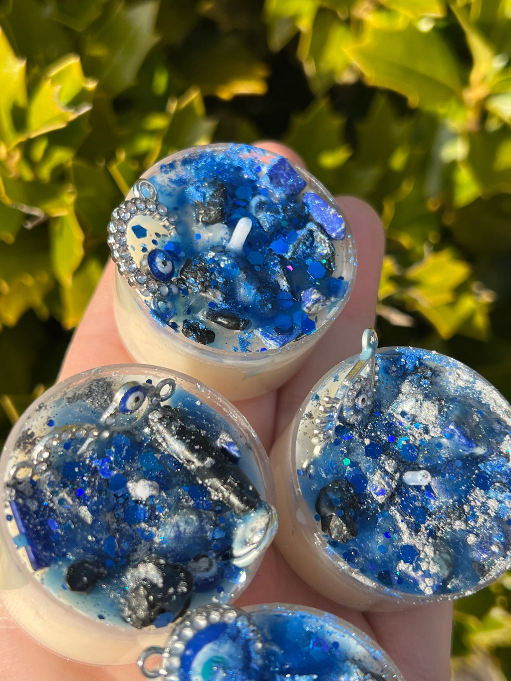 Evil Eye Protection Candles Loaded Tea Light Crystal Lapis Lazuli Black Tourmaline