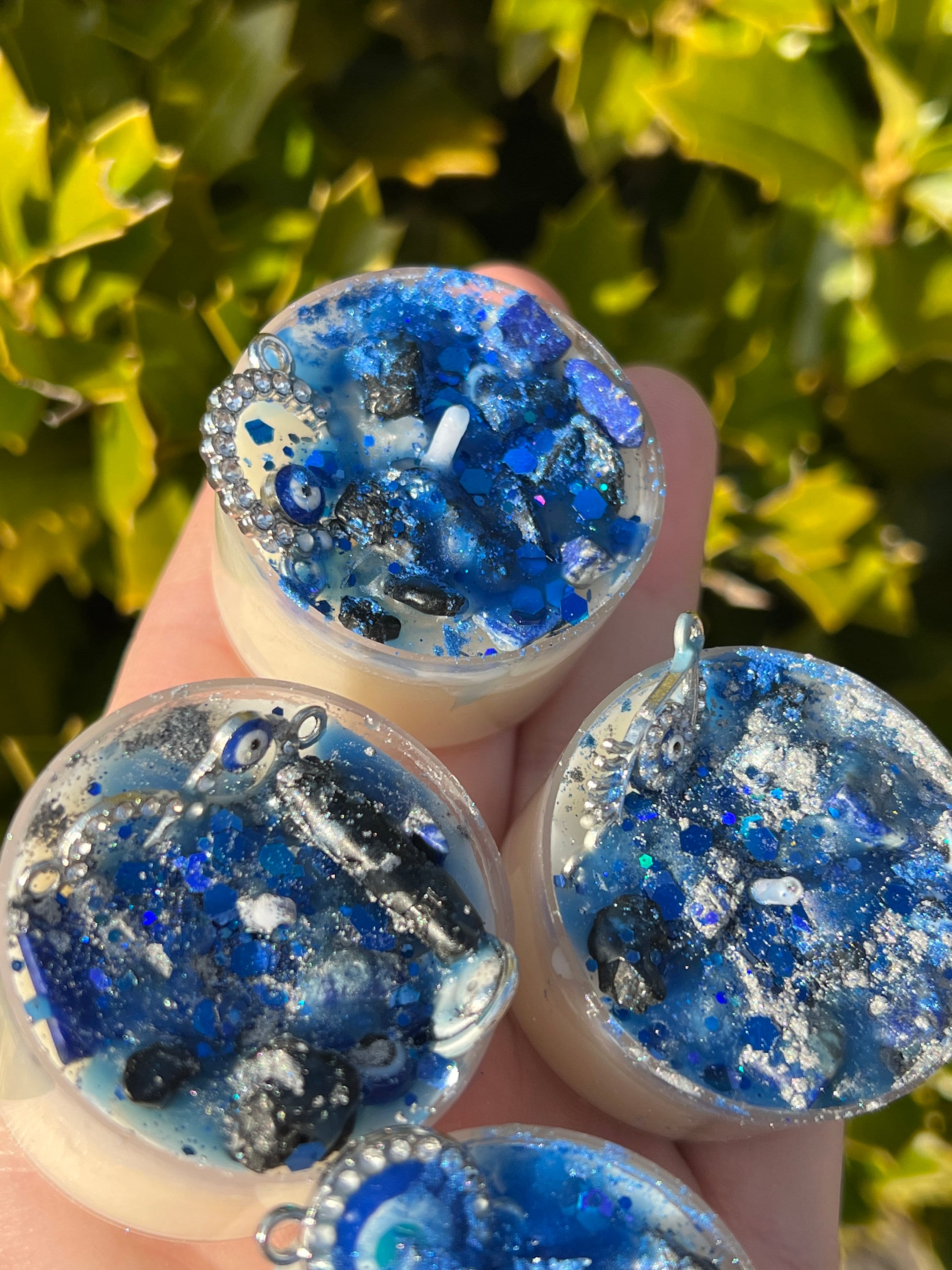 Evil Eye Protection Candles Loaded Tea Light Crystal Lapis Lazuli Black Tourmaline