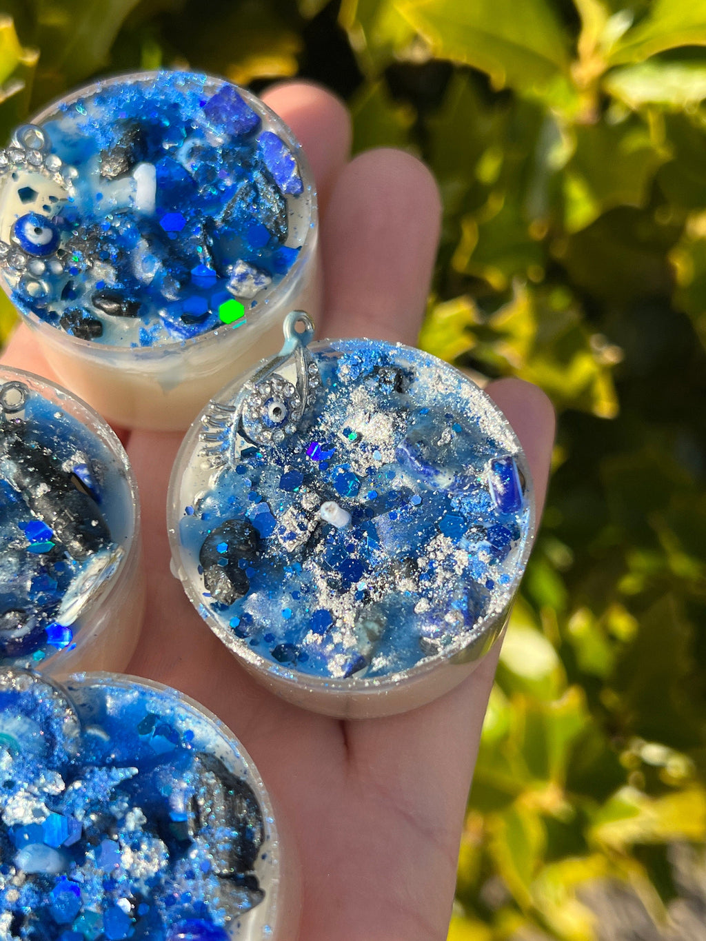 Evil Eye Protection Candles Loaded Tea Light Crystal Lapis Lazuli Black Tourmaline