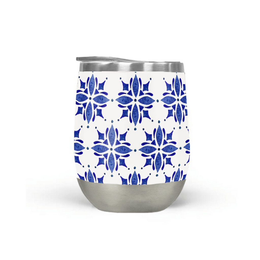 Dark Blue Tile Wine Tumbler