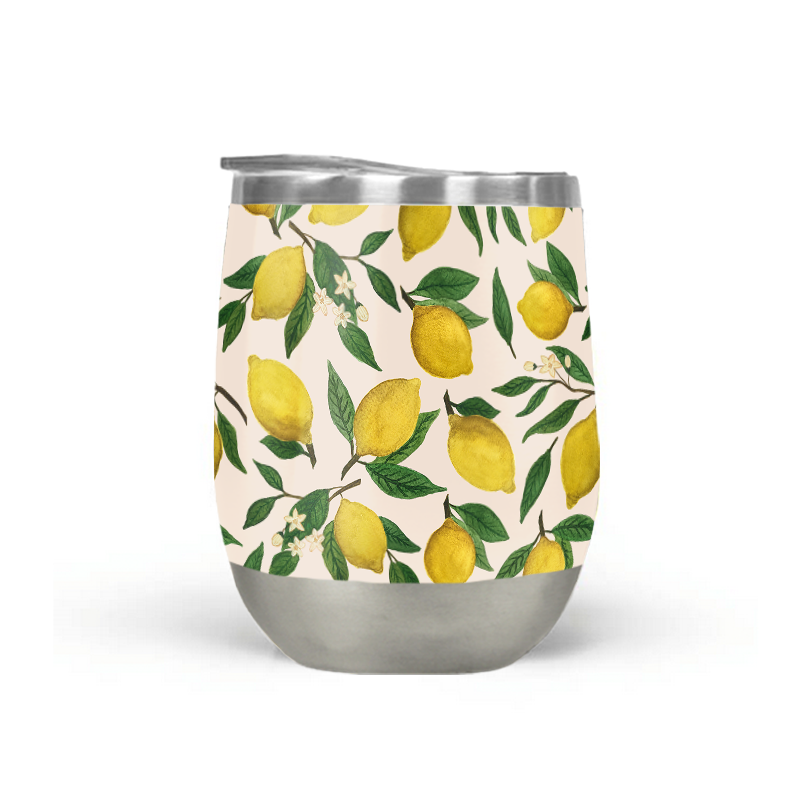Lemon Blossom Stemless Wine Tumbler