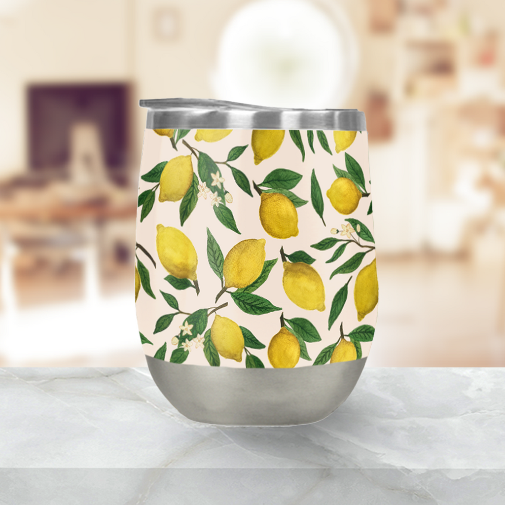 Lemon Blossom Stemless Wine Tumbler